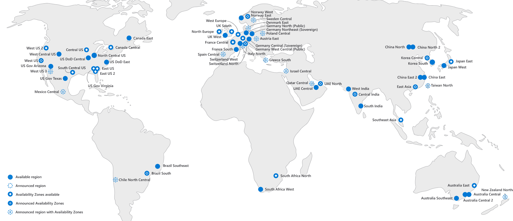 Azure Regions And Availability Zones Map